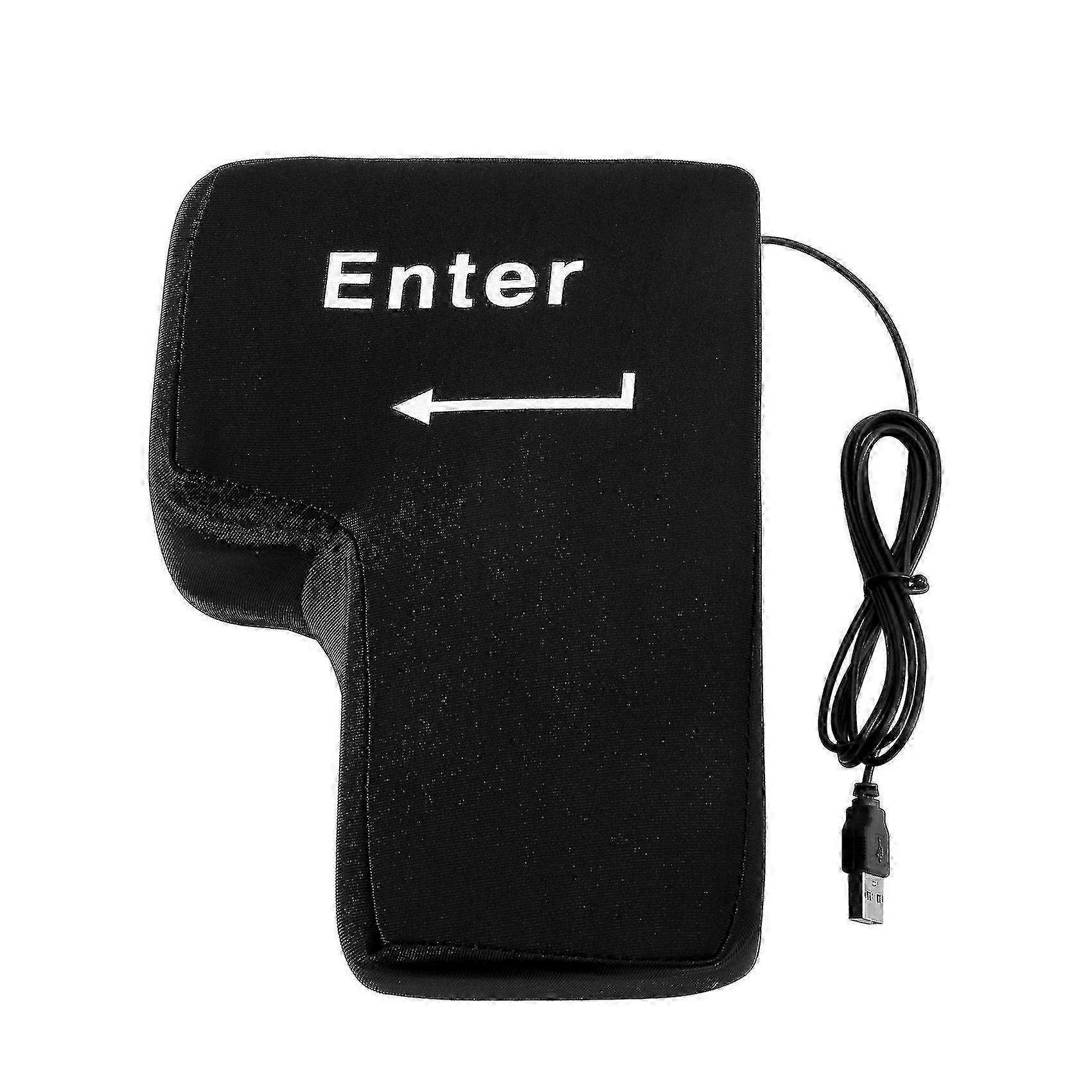 Big USB Enter Button Stress Relief Pillow, Unbreakable Office Desk Toy for Relaxation & Venting