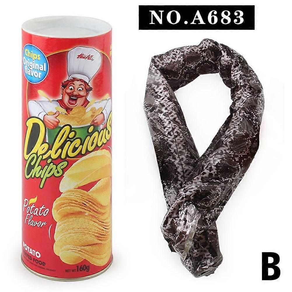 683(B)$Potato chips bouncing snake April Fools' Day gift prank scare potato chips snake toy funny gift toy simulation snake