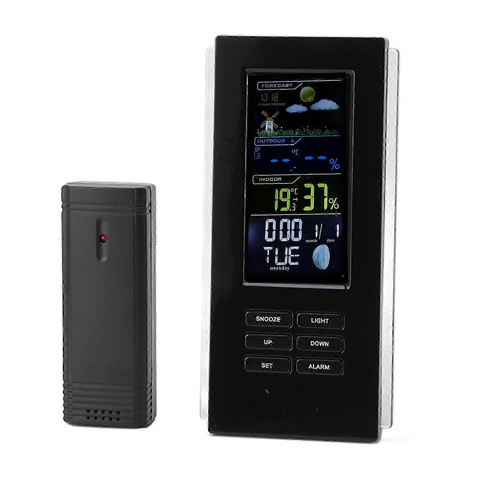 Wireless Weather Forecast Station Thermometer Hygrometer Color Display Digital Temperature Humidity Monitor Alarm Clock