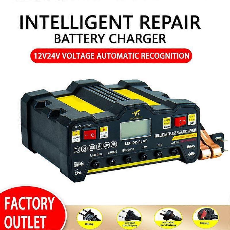 12V24V 220W Car Battery Charger, Fully Automatic High Frequency Intelligent Pulse Repair Charger, LCD Display High Power Charger