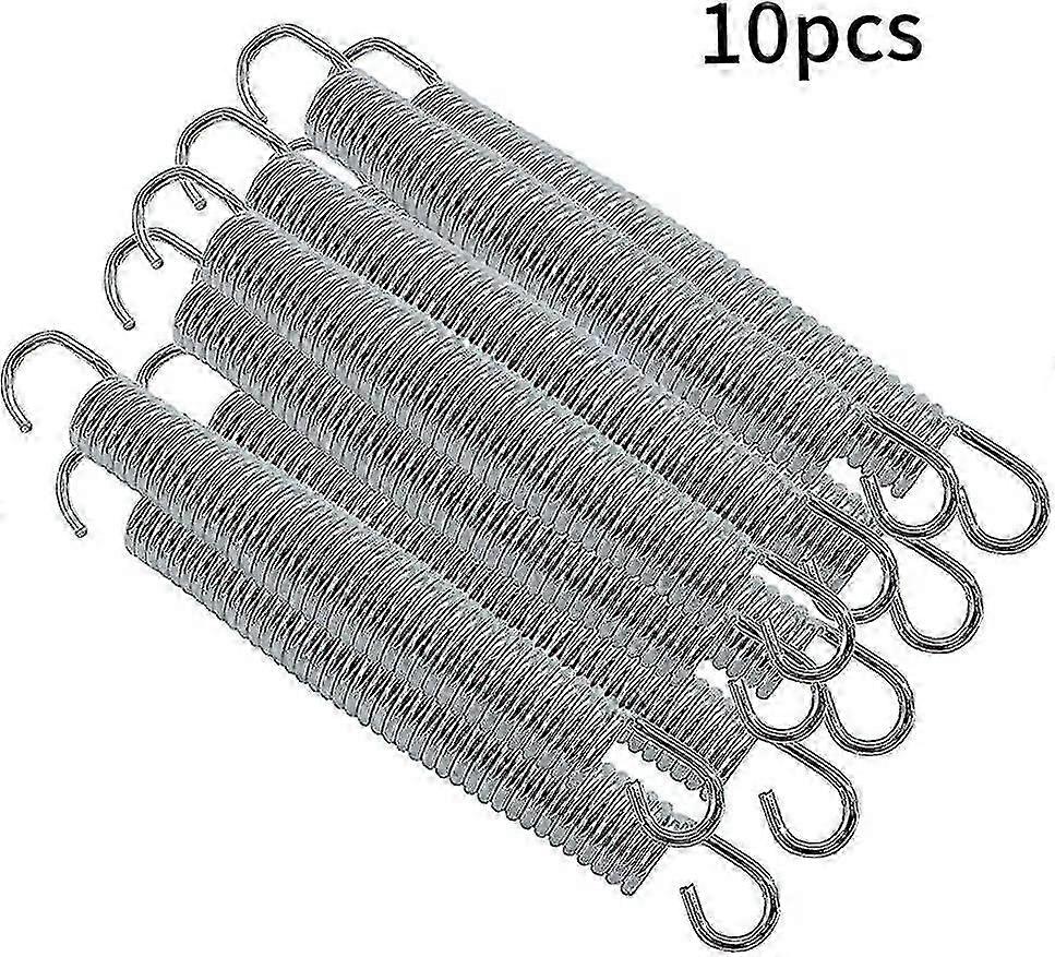 Heavy Duty Trampoline Spring Replacement Kit with Hooks - Rustproof & Durable (10pcs, Silver)