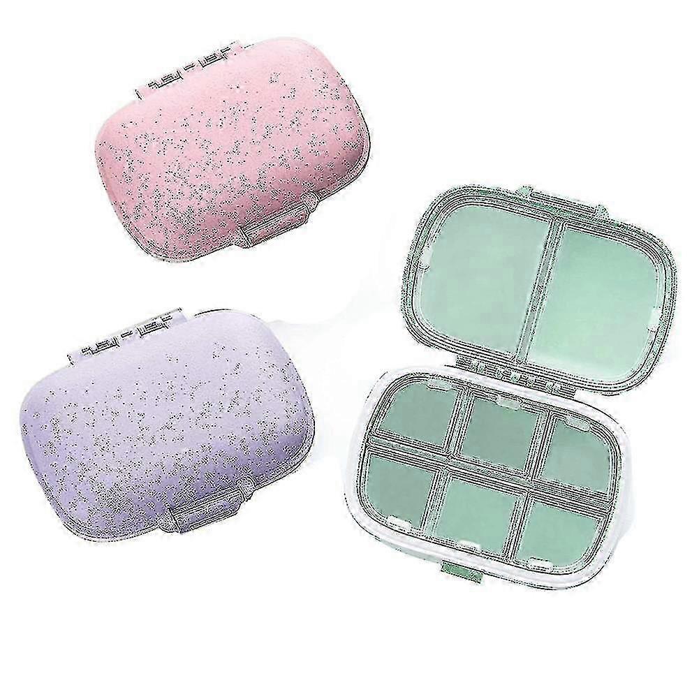 3 Paket 8-Bölme Seyahat Hapı Kutusu - Nem Geçirmez Taşınabilir Hap Kutusu (Rastgele Renk)