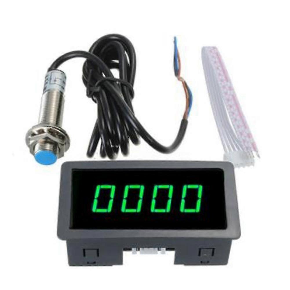 Digital LED Tachometer RPM Speed Meter with NPN Hall Proximity Sensor, High Precision 4-Display RPM Gauge