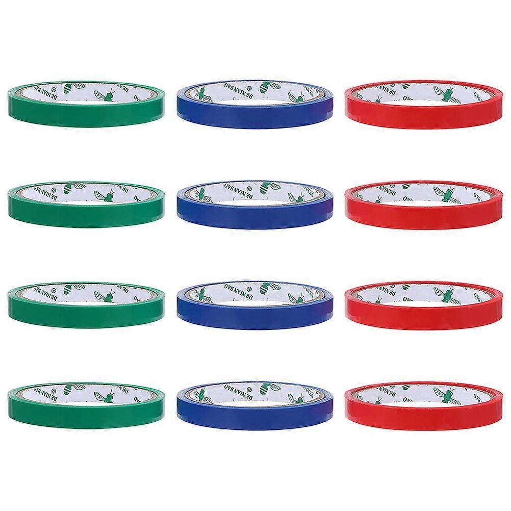 Pet Bag Sealing Tapes 12 Rolls for Stainless Steel Sealers, Red Blue Food Packaging Storage Tying Tapes for Home and Market Use
