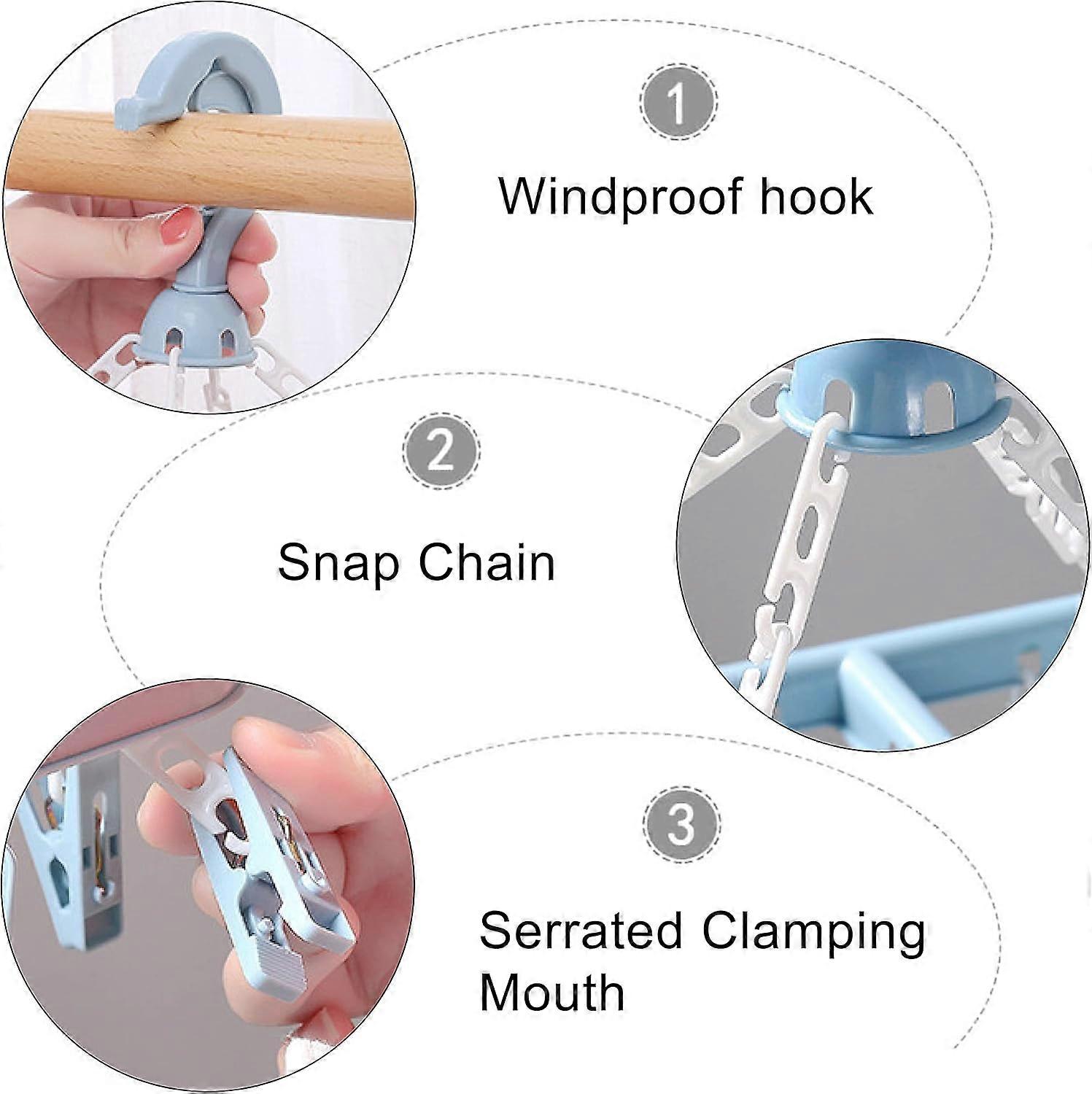 Clothes Drying Hanger and Drip Foldable Hanging Sock Rack（32 Clips ） Multifunction Clothes Drying Rack