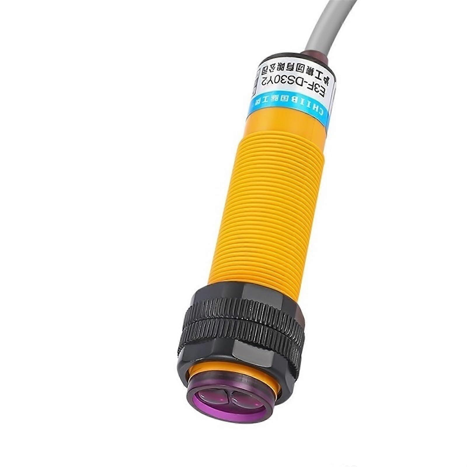 Infrared light barrier, reflective, E3FDS30, diffuse reflection, sensor switch, 10–30 cm, adjustable detection range, 1 piece (Size: PNP NC DC3Wires)
