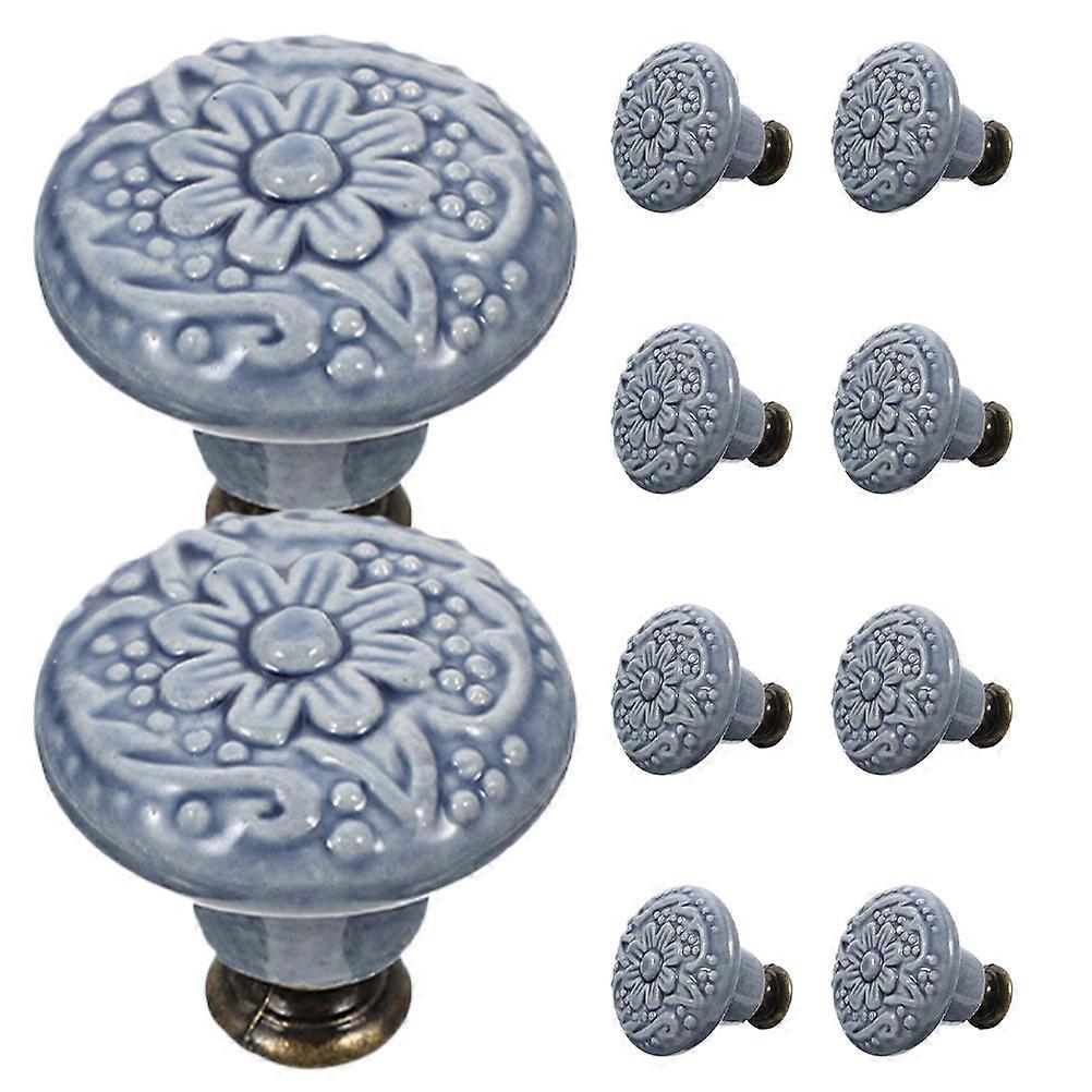 Retro Drawer Knobs Ceramic Pull Handles For Kitchen Bathroom Home Decoration Round Shape 10Pcs