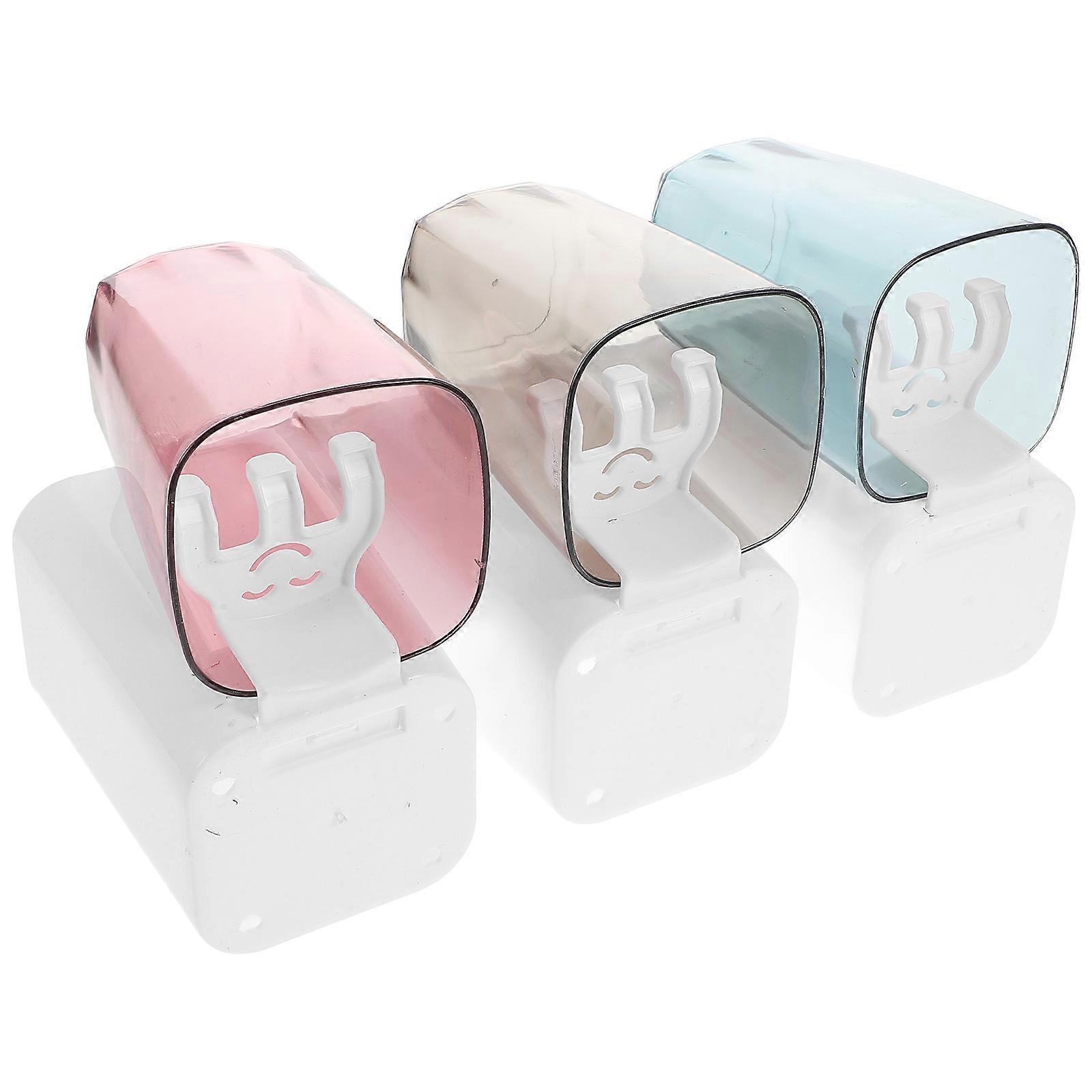 Bathroom Toothbrush Holders Wall-Mounted Three Toothbrush Holder Toothpaste Rack White 23x19cm Storage 1Set