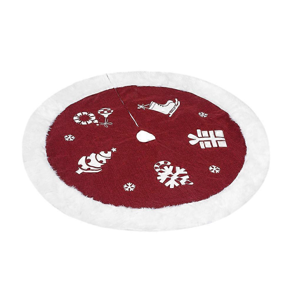 Tree Skirt For Mini Tree Round Plush Dark Red 90cm Outdoor Use Protect from Pine Needles 1Pcs