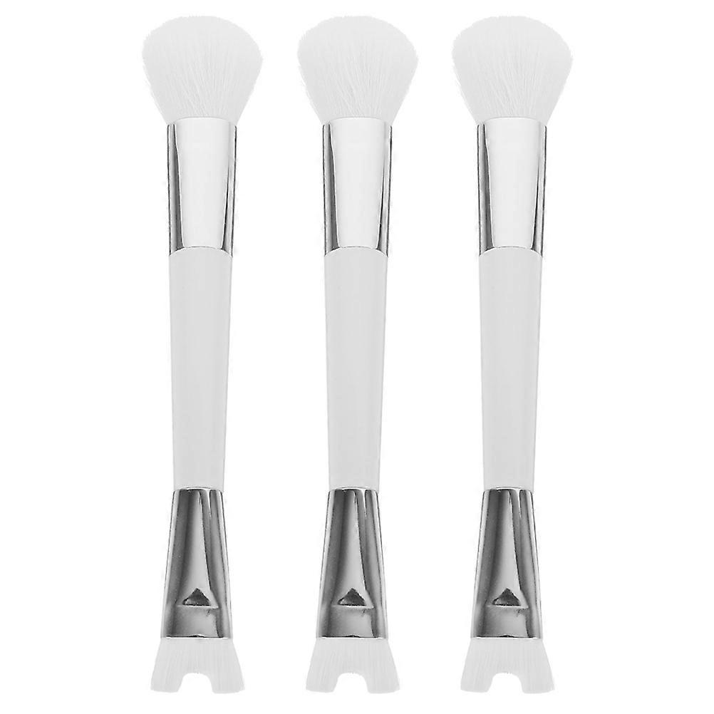 Angled Blush Brush Set Dual Ended Soft Bristles Highlighter U-Shaped Nose Contour Makeup Brushes for Women 3Pcs