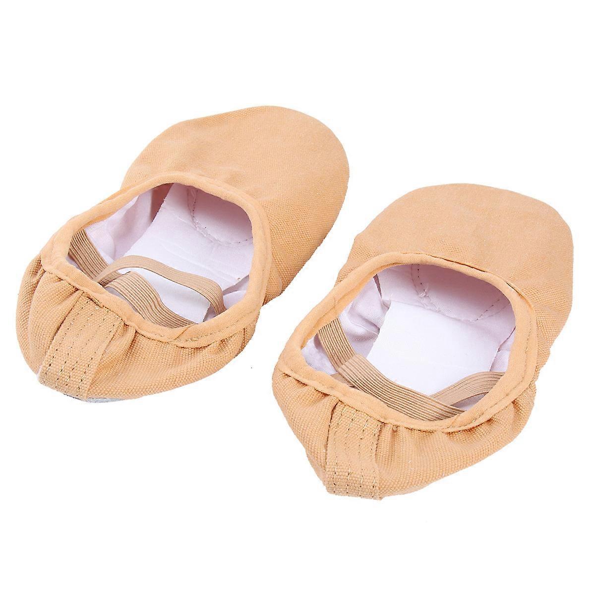 Ballet Shoe Breathable Dancing Shoes for Kids Adults Size 37 Brown Elastic Band Design 1Pair