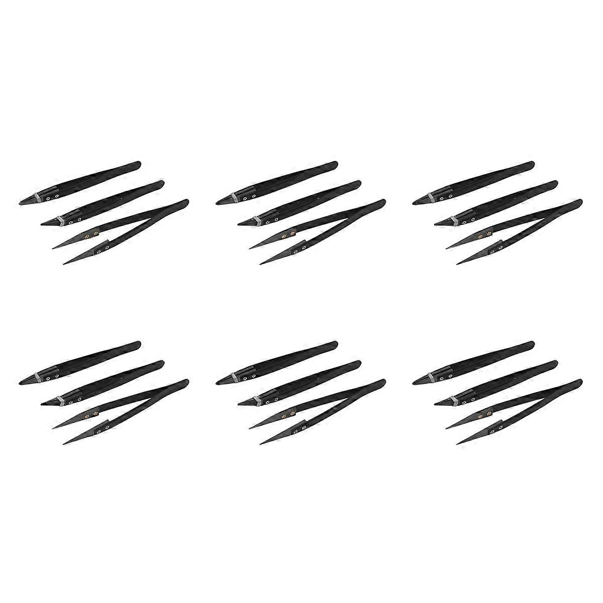 Black Ceramic Tweezers Set-Antimagnetic,Highly Heat (3 Pack)