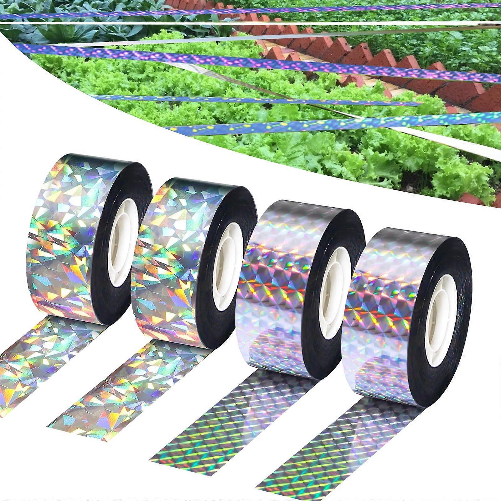 4 Rolls 80m x 2.4cm Reflective Bird Repellent Tape for Garden Protection