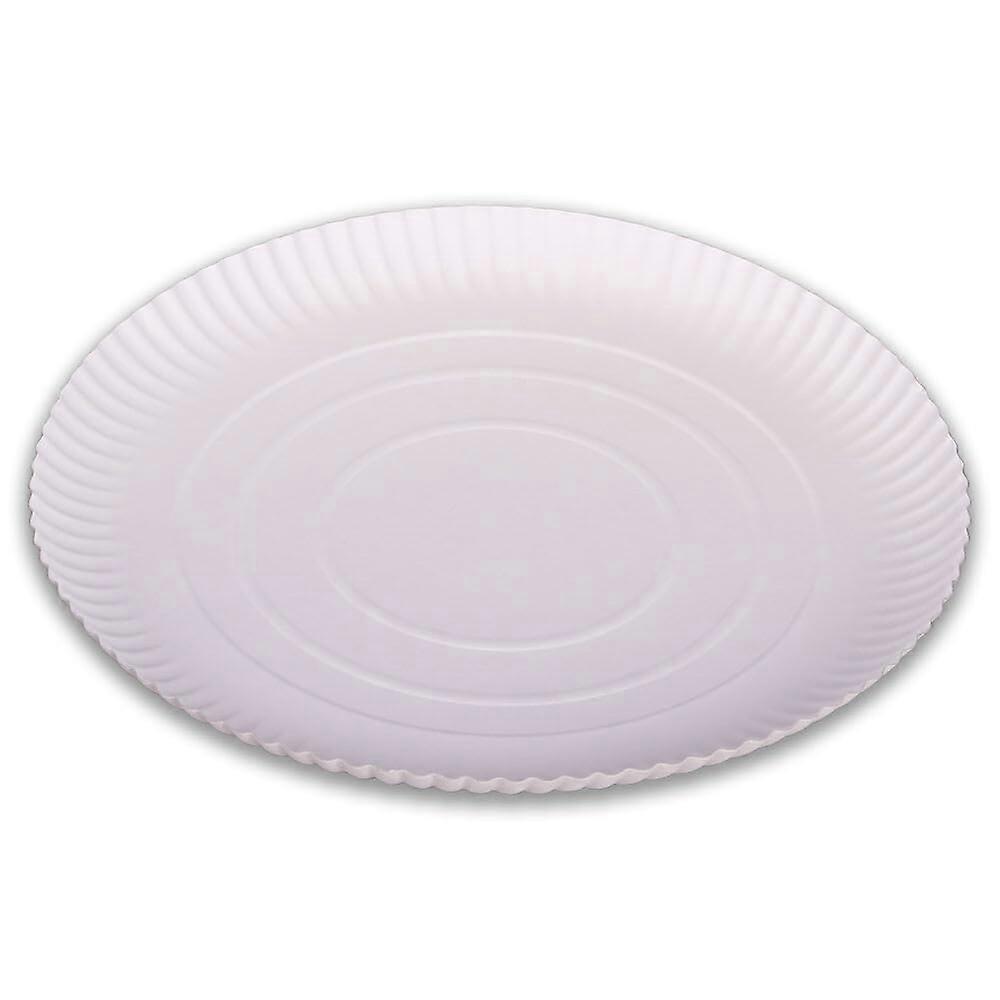 Paper Plates, Round, Uncoated, White, Diameter 32 cm, Pack of 50