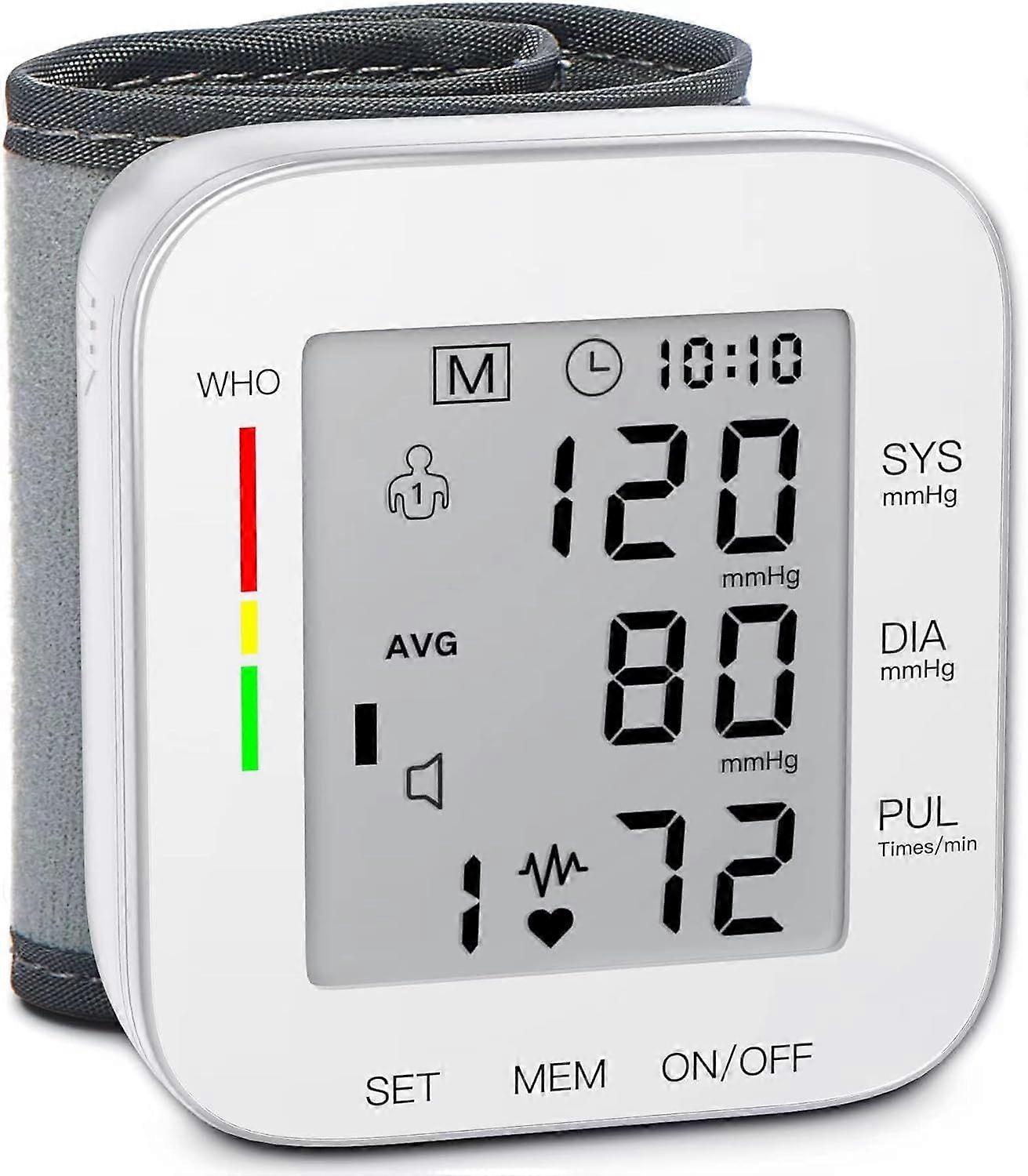 Wrist Blood Pressure Monitor Large LCD Display BP Machine Adjustable Cuff 5.31-7.68 inch Automatic 99x2 Sets Memory with Carrying Case for Home Use