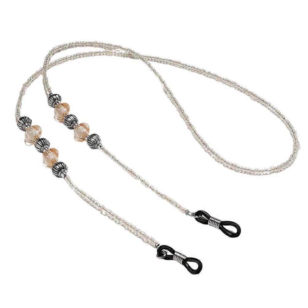 Beaded Eyeglasses Strap Anti-Slip Prevent Glasses from Falling White Round Retro Eyewear 1Pcs