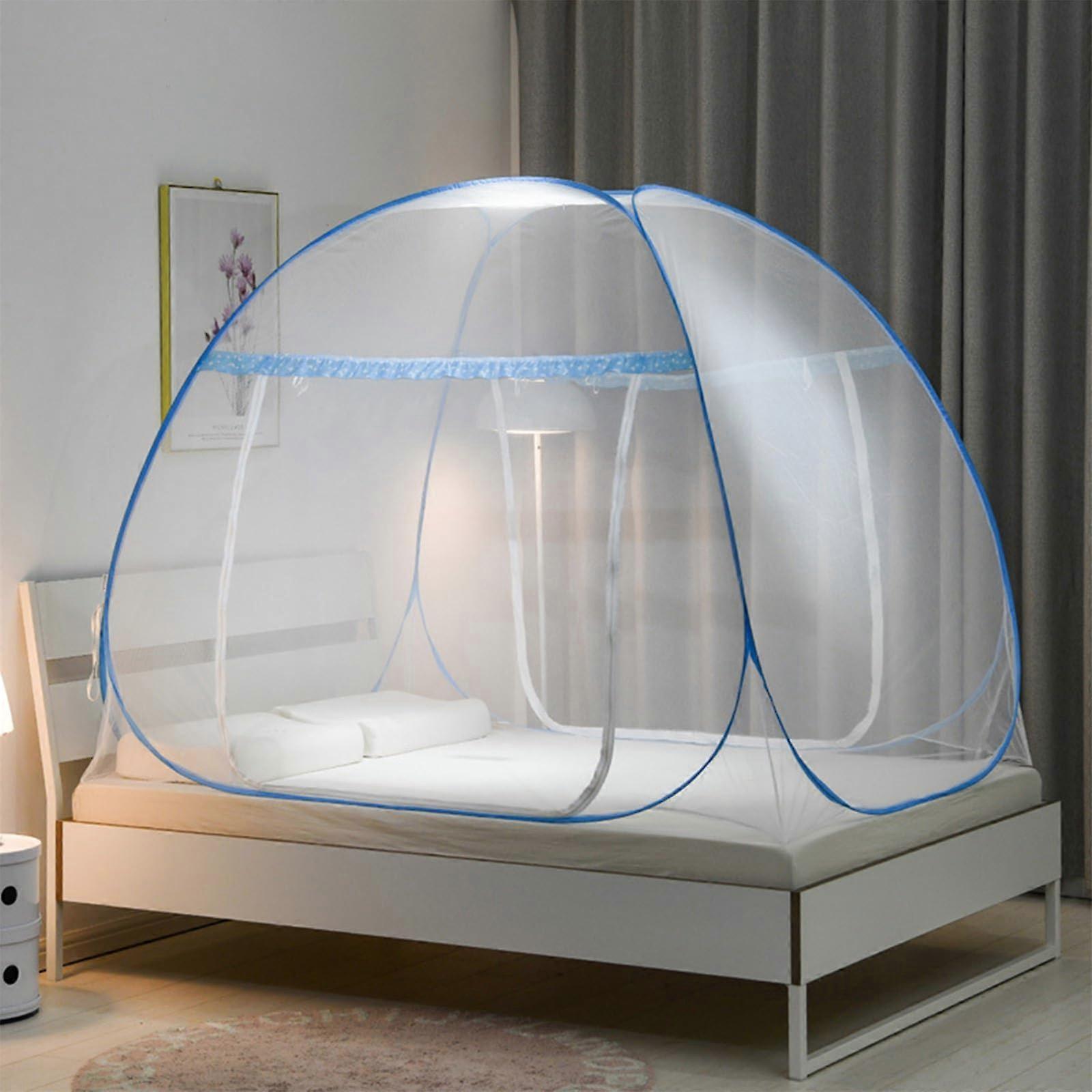 PopUp Mosquito Net, Foldable, Fine Mesh for Bedroom, Outdoor (Blue)