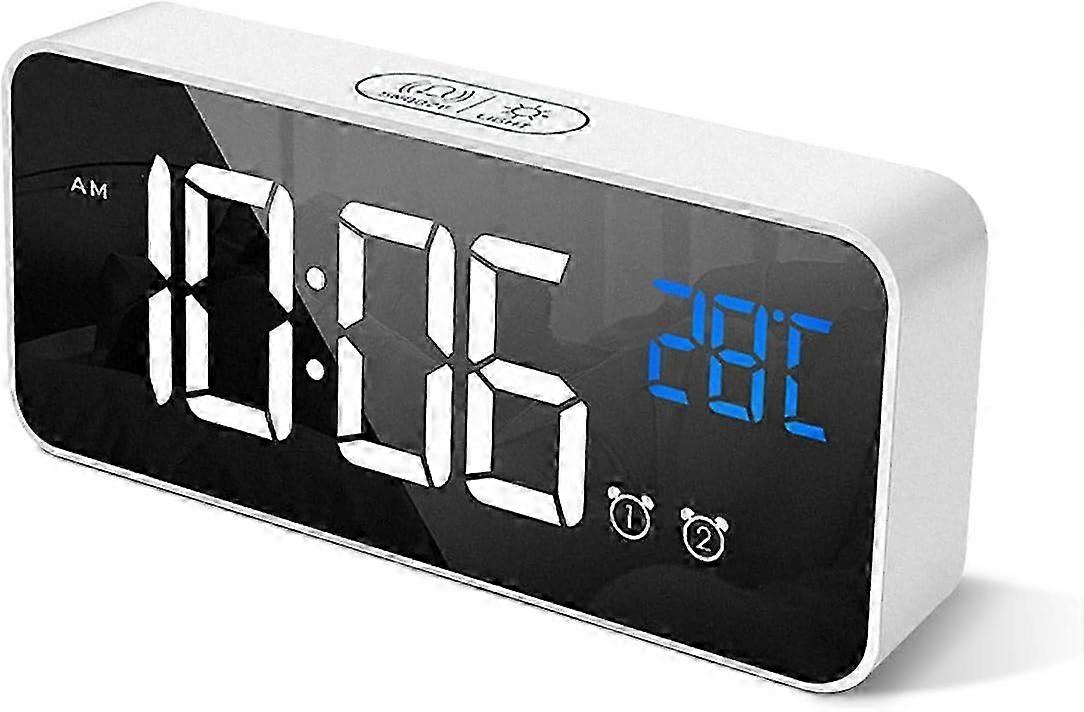 Despertador digital HOMVILLA com grande display de temperatura LED, alarme de espelho portátil com alarme duplo de tempo de sono Dimmer de brilho ajustável de 4 níveis