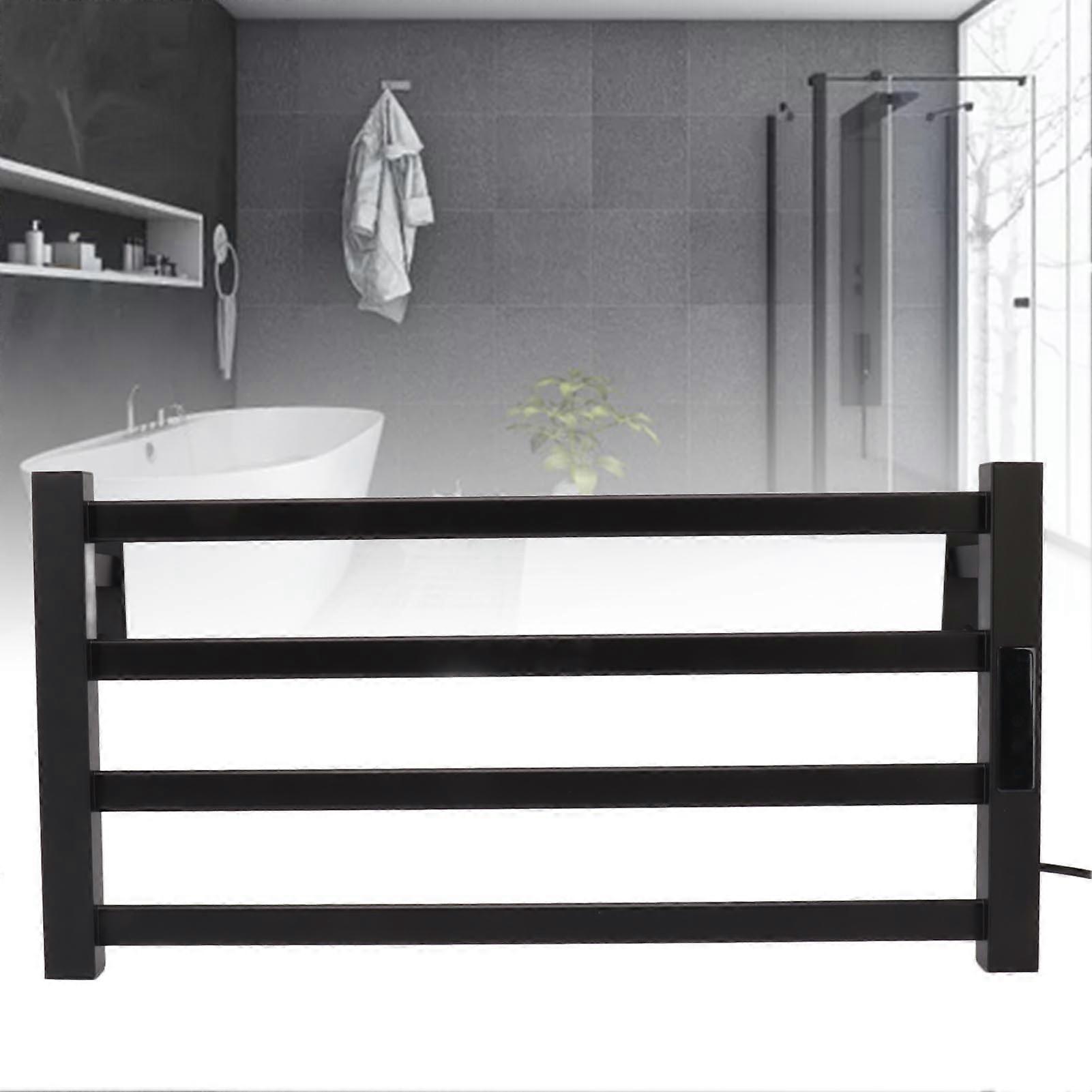 Thermostatic Towel Rack Digital Display Punching Free Wall Mounted Electric Heated Towel Shelf US Plug 110V