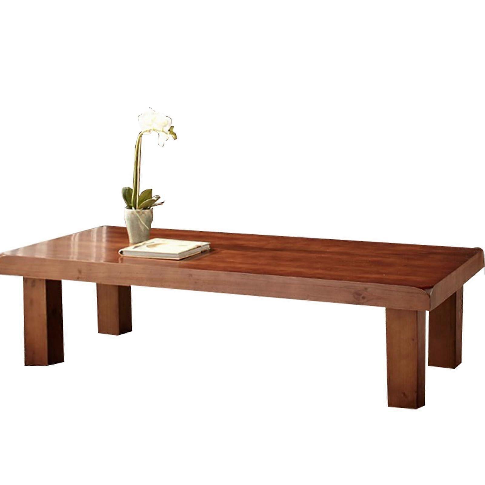 Solid wood small low table balcony coffee table study table smooth polished safe (Red, 140*60*45cm)