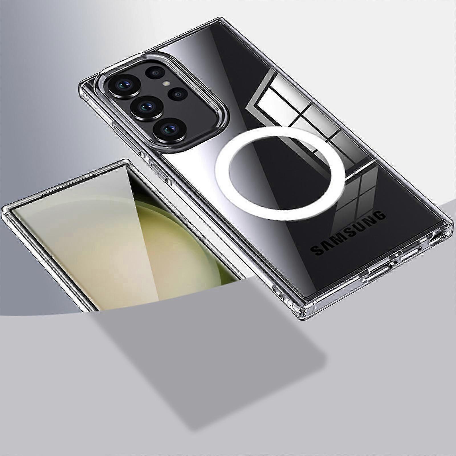 Magnetic Case Compatible with Samsung S24 UltraCase,Compatible with MagSafe Matte Translucent Clear Shockproof Protective Cover Phone Case for S24 Ult