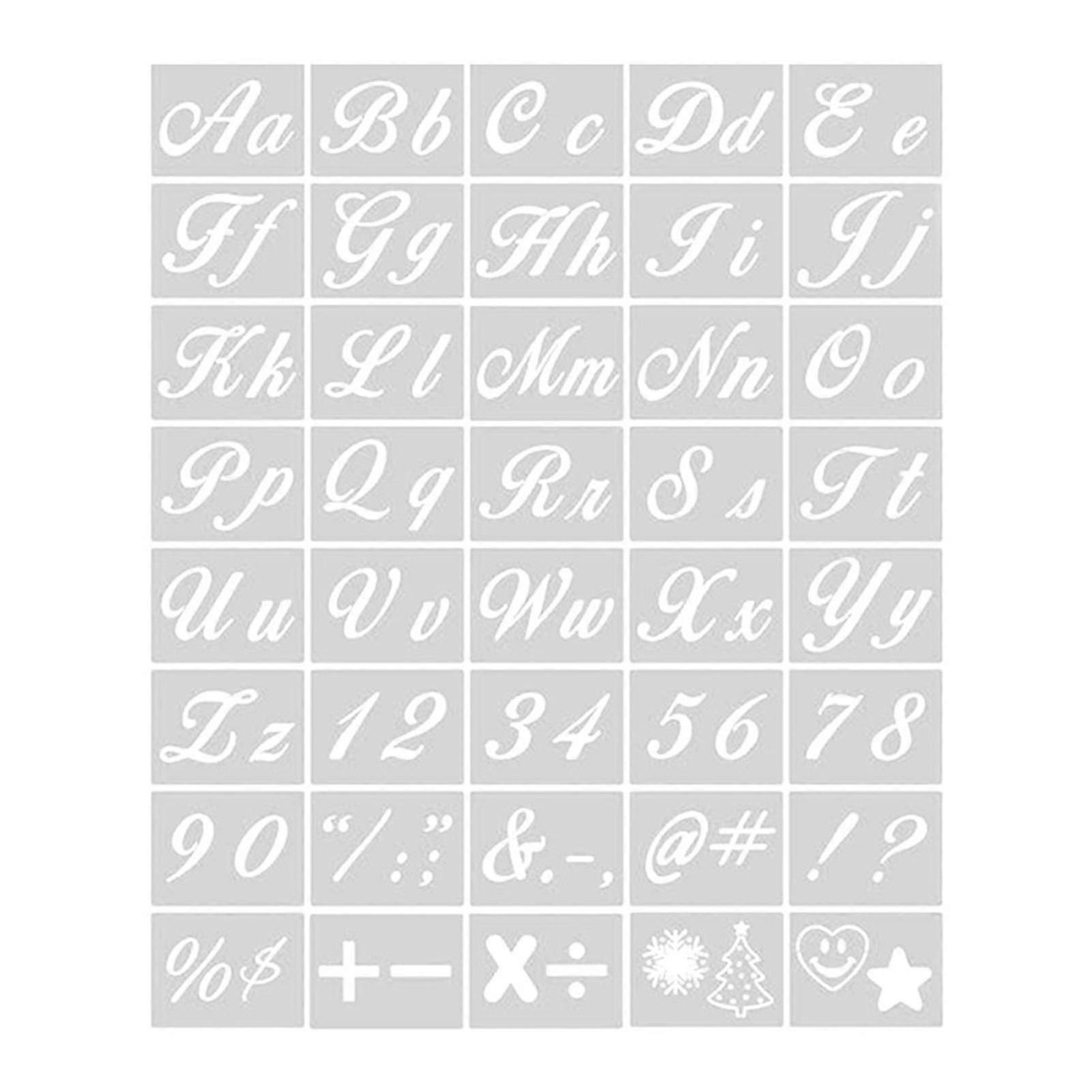 40pcs Reusable Plastic Art Craft Alphabet Stencils with Calligraphy Font Upper and Lowercase Letters