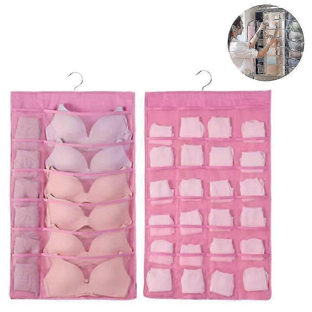 Double-sided hanging underwear storage rack (pink)