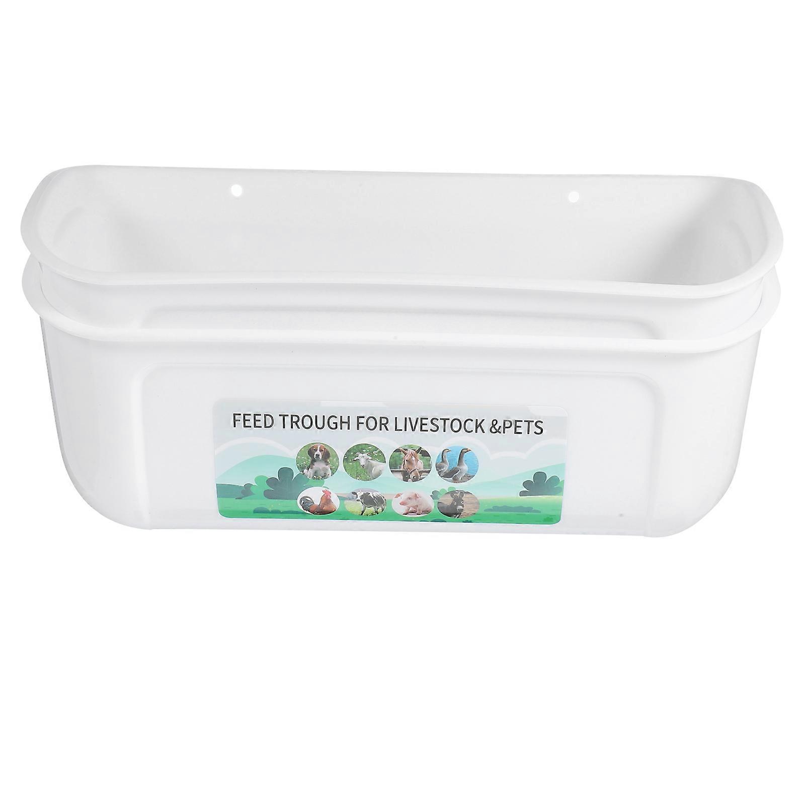 Automatic Feeding Feeder Trough for Poultry 2Pcs Durable White Containers