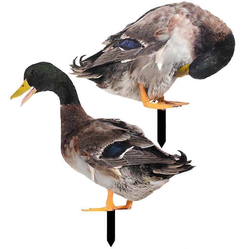 Decorative Garden Stake Duck Shape Assorted Color Acrylic Material Ground Insert 2Pcs