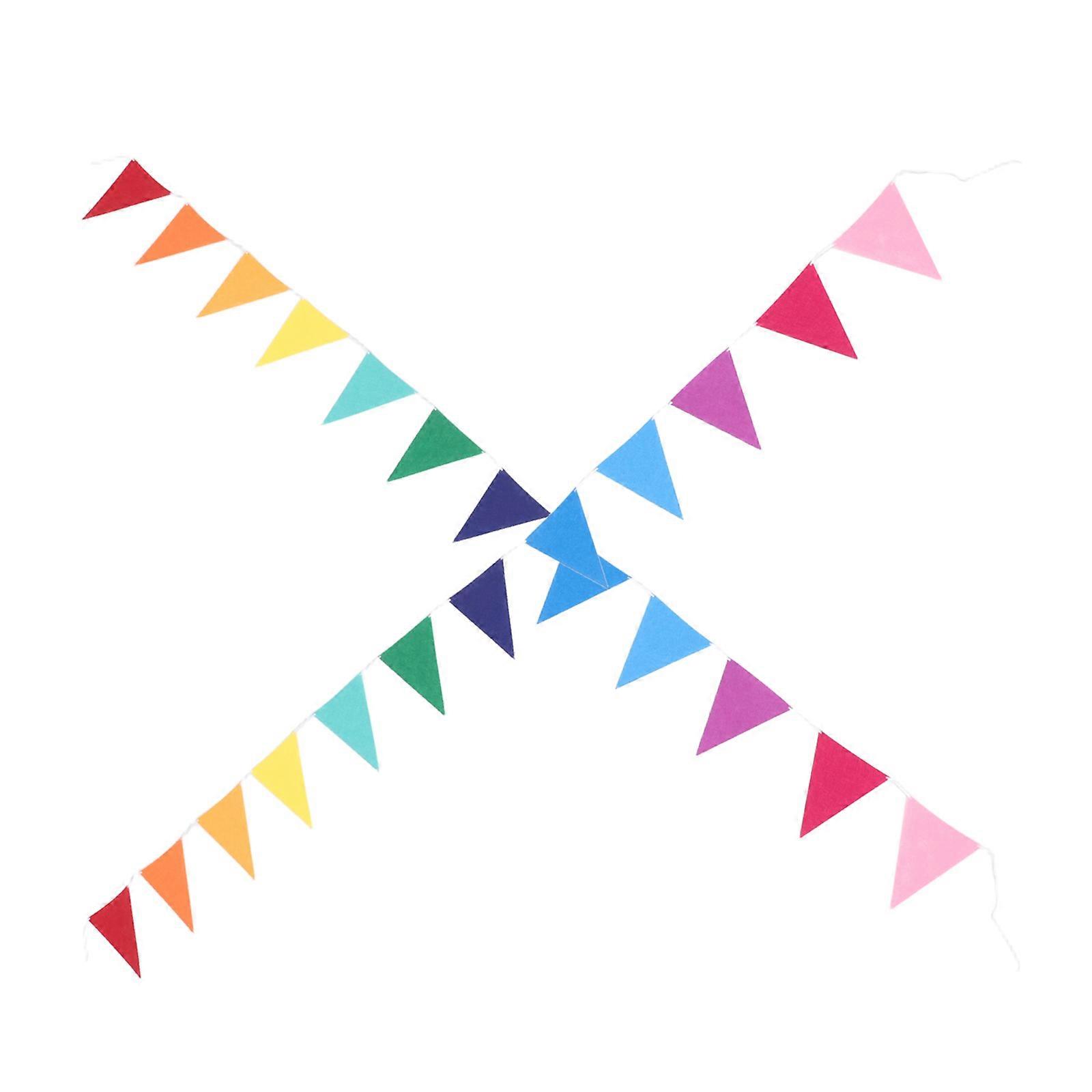 Birthday Decor Colorful Pennant Banner Assorted Color Felt Fabric Festive Atmosphere 2Pack