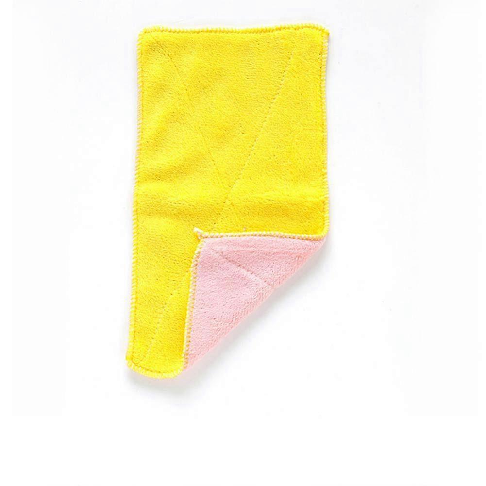 Double Layer Duster Towel Multi functional Microfiber Kitchen Washing Cloth(Pink+Yellow)