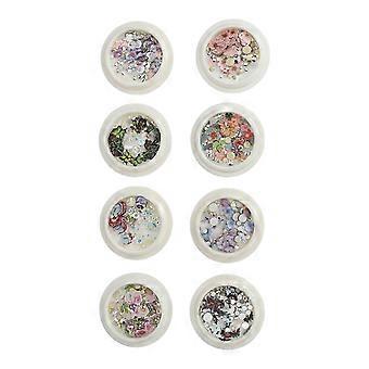 8pcs Resin Mixed Nail Sequins Colorful Nail Art Nail Glitter Sequins Flakes DIY Design Manicure Decorations
