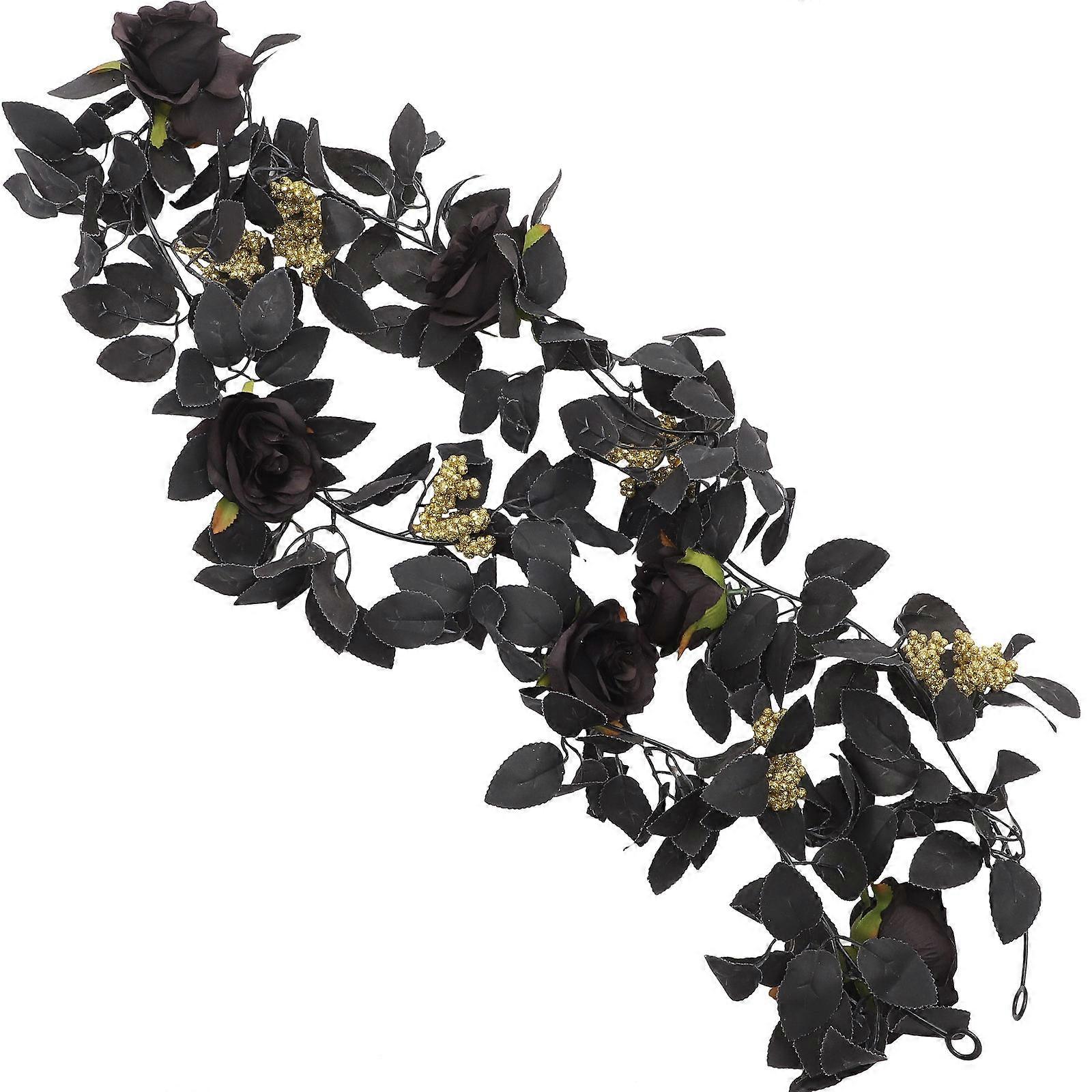 Black Silk Flower Artificial Rose Rattan for Decoration and Realistic Design 1Pc