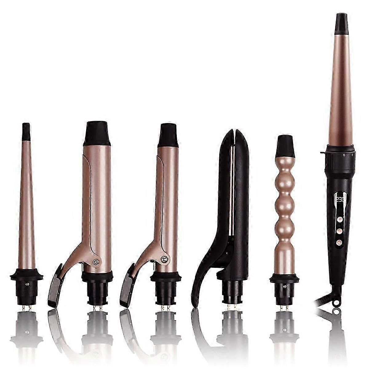 6-IN-1 Curling Iron, Instant Heat Up Hair Curling Wand Set with 6 Interchangeable Ceramic