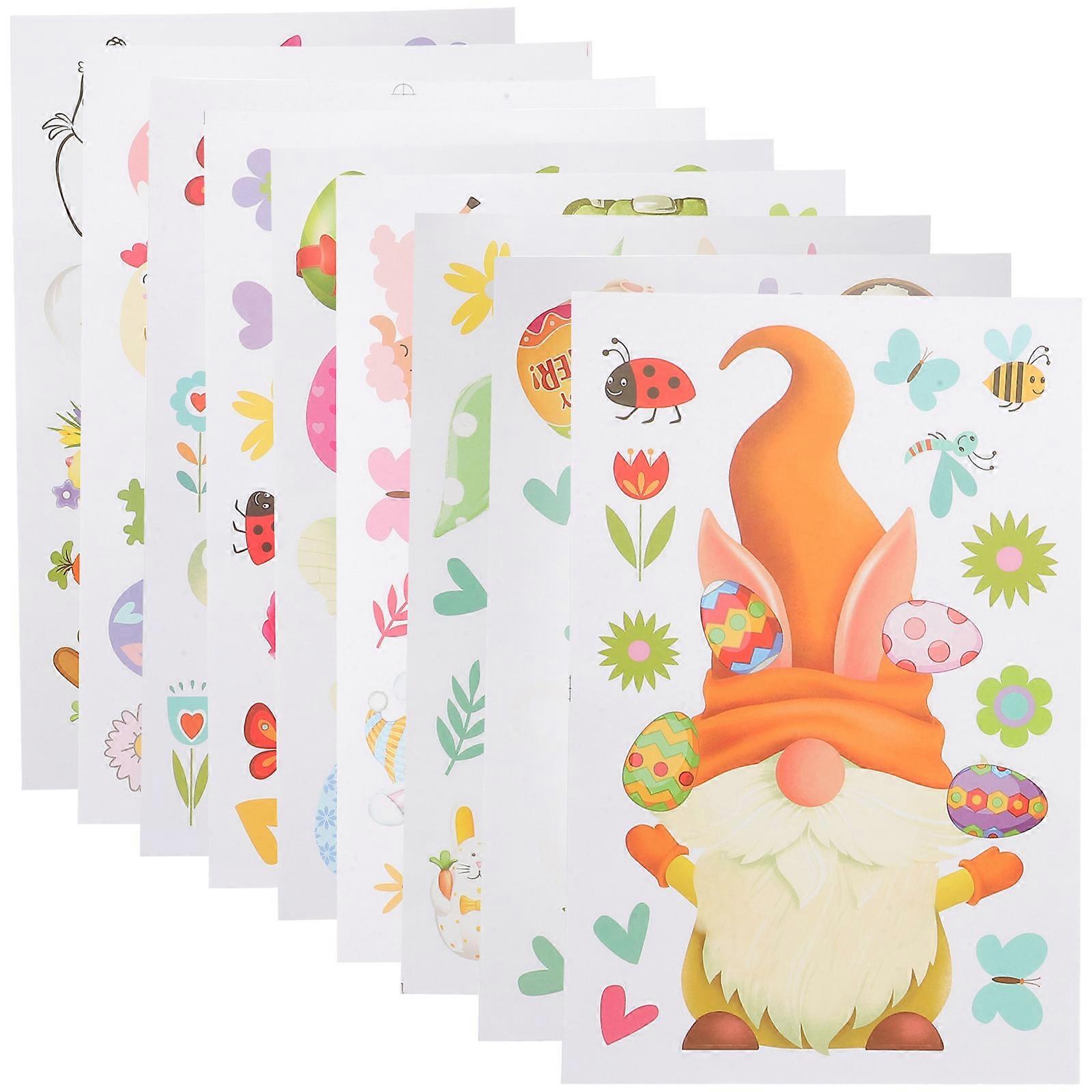 Festive Decorations Easter Theme Window Stickers Multi-Colored Various Shapes For Glass Door and Window 30x20cm 9 Sheets