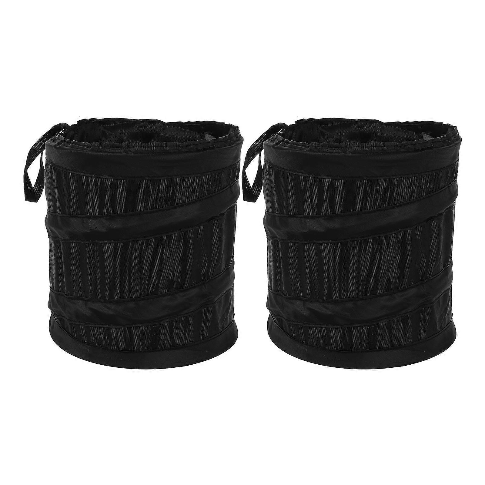 Vehicle-Mounted Rubbish Bin Folding Trash Can Bucket Car Owners Daily Use Black 20.00X16.00X16.00CM Space-Saving 2Pcs