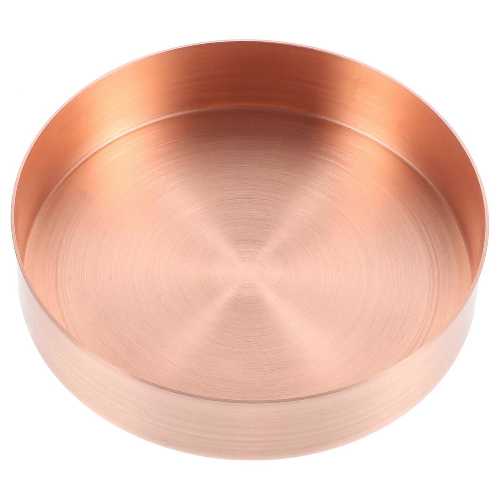 Rose Gold Round Copper Tray for Home Use Storage Solution Desktop Organizer