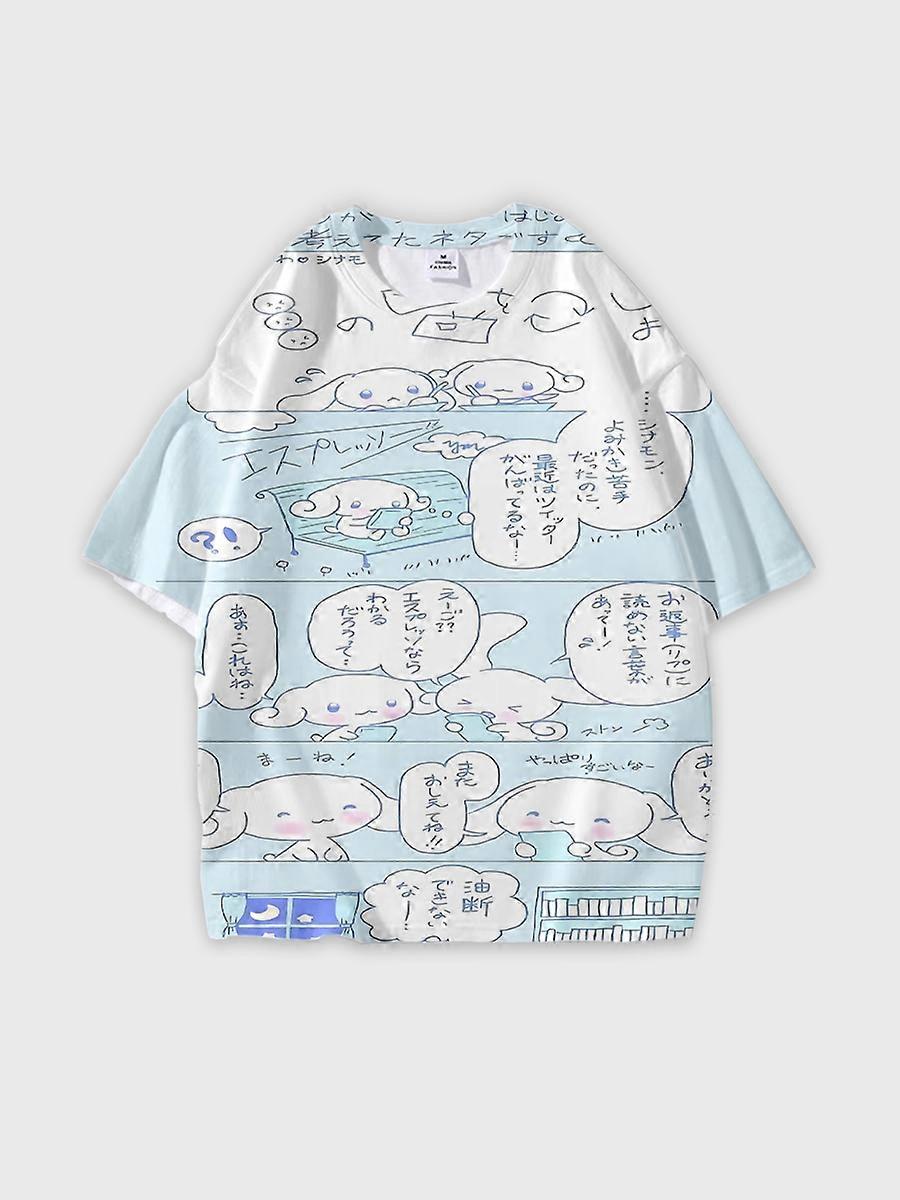 T-shirt round neck Cartoon Pattern loose short sleeve E2445