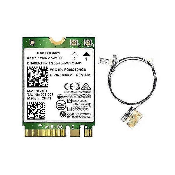 8260 8260NGW WiFi Card + 2XAntenna 2.4G/5Ghz 867M Bluetooth 4.2 NGFF M.2 WiFi Carte Sans Fil Module pour