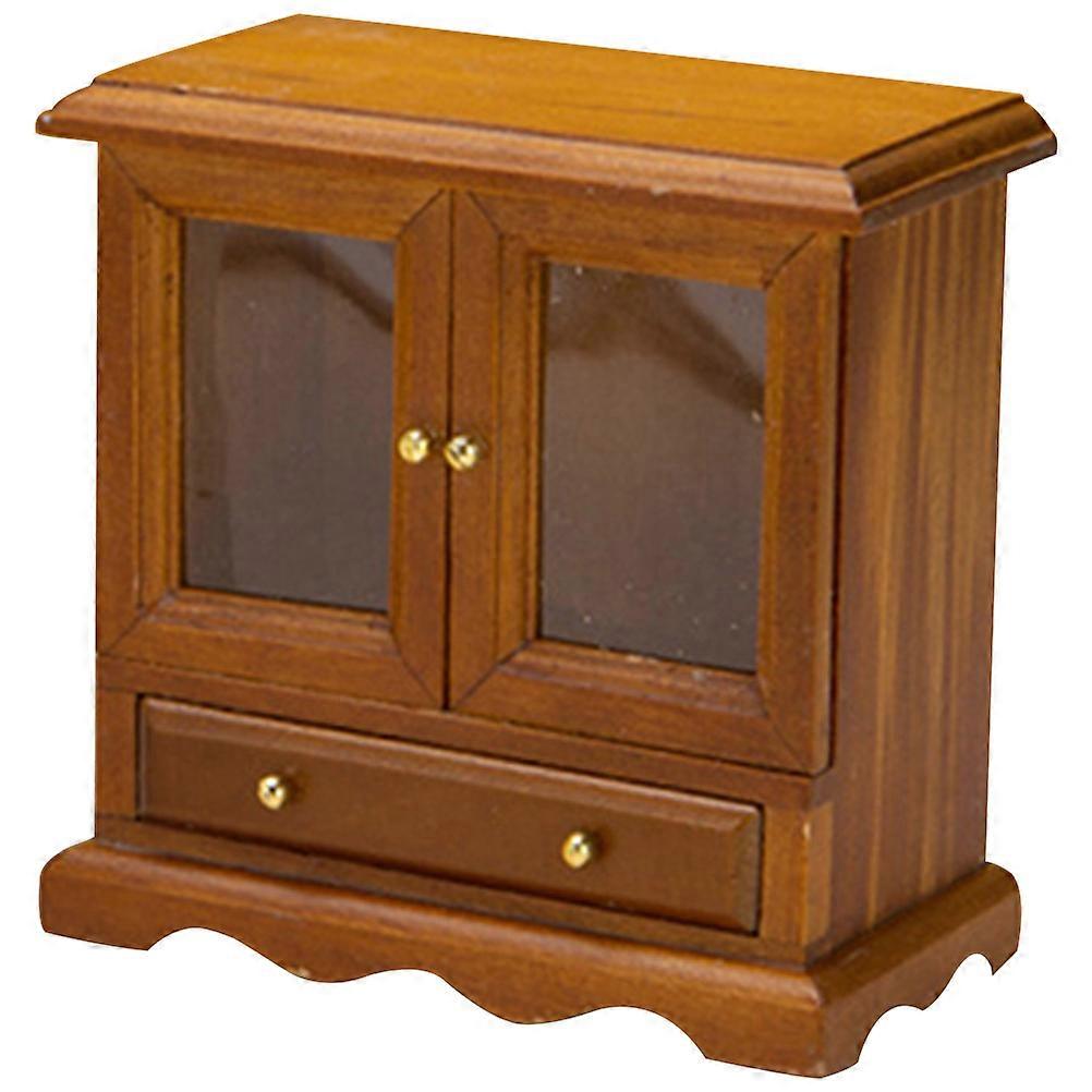 Miniature Shelf Display Wood Cabinet For Miniatures Decorations Simple Style Display Prop 1Pcs