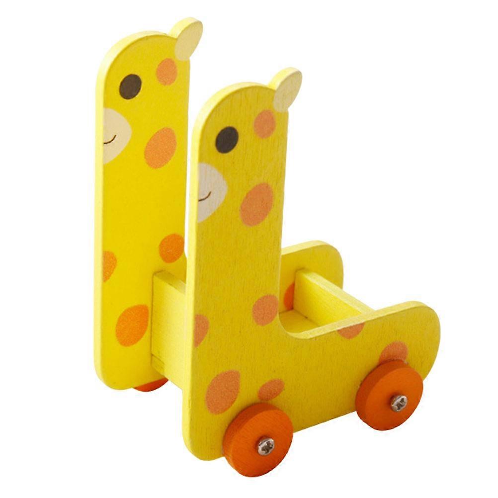 Yellow Mini Storage Cart for Doll House Craft Projects and Micro Scene Decoration Wood