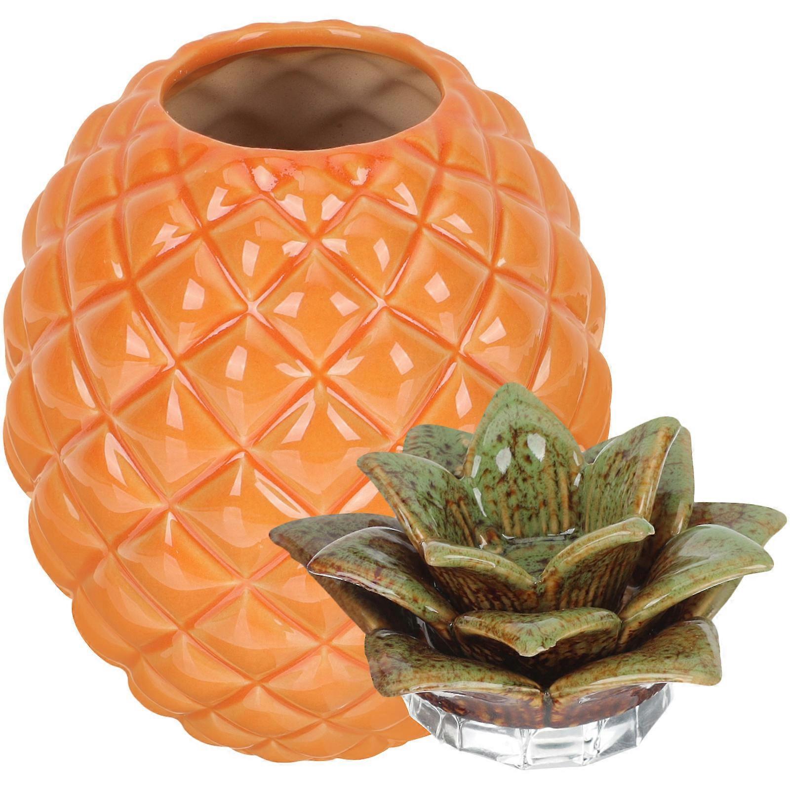 Fruit Shape Tea Canister Ceramic Sealed Lid Moisture-Proof Home Decor 1Set