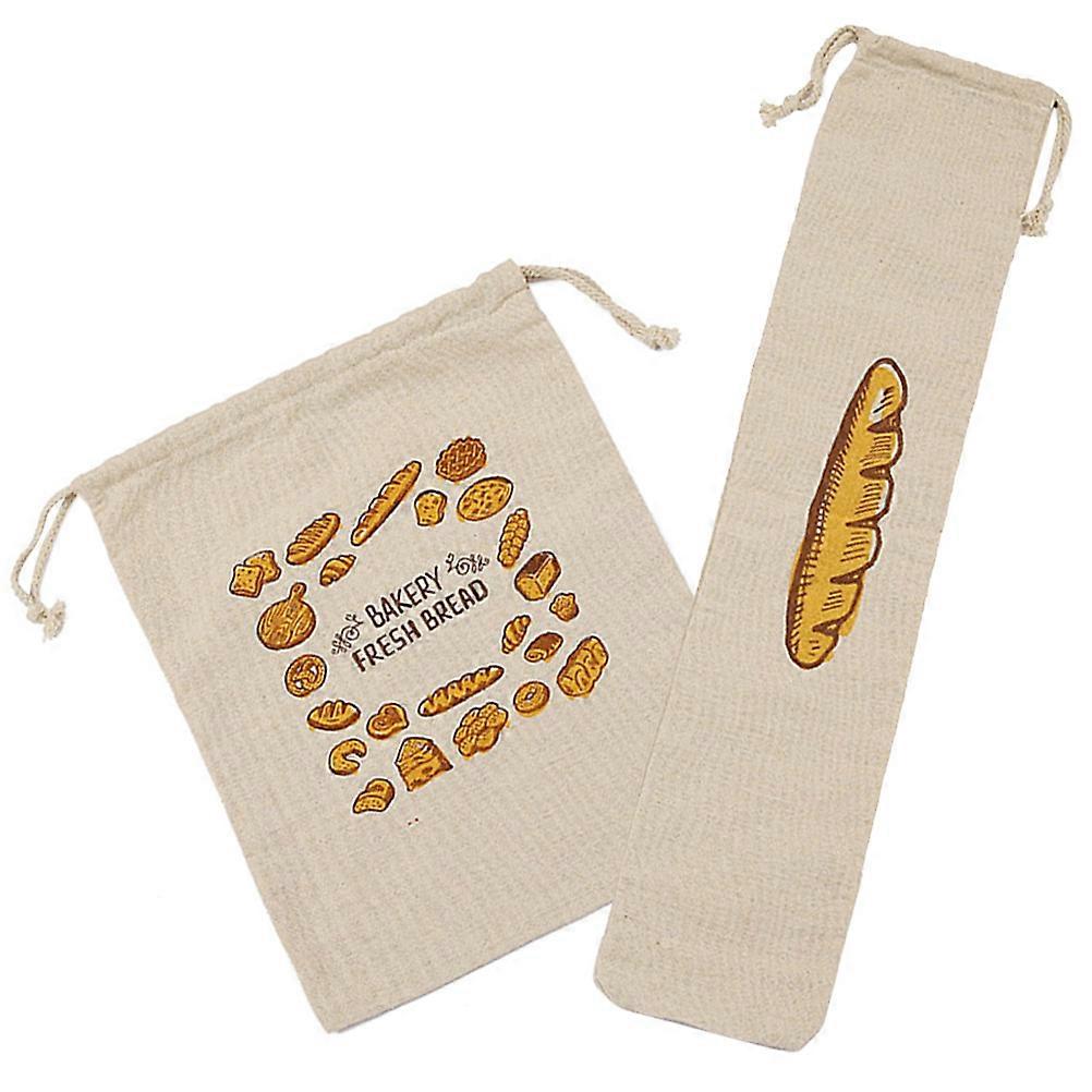 Reusable Bread Bags with Drawstring Closure for Kitchen Use Linen Material Khaki Color Small Size Lightweight