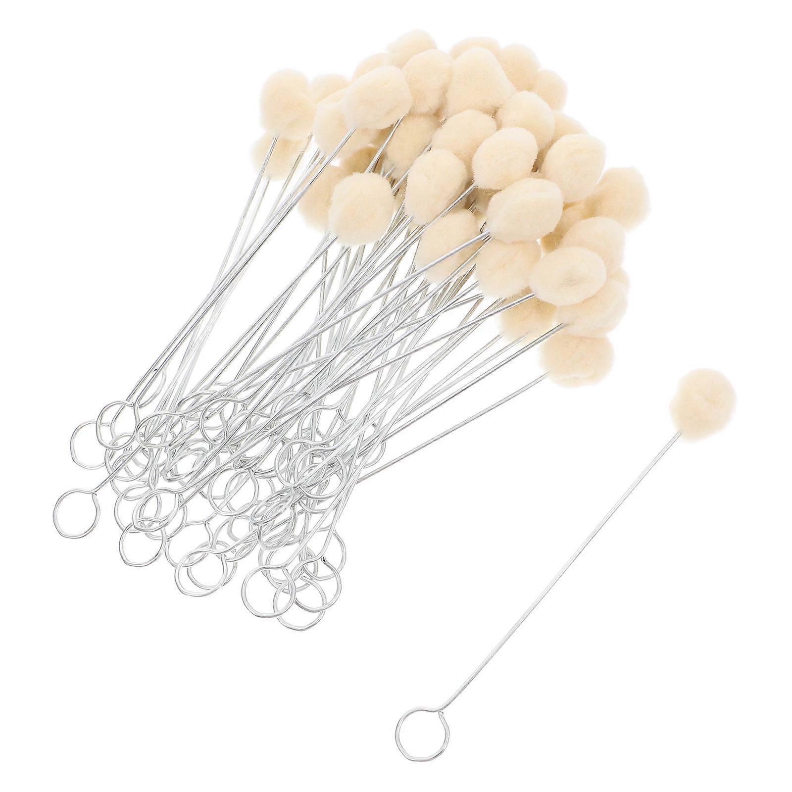50pcs Metal Handle Wool Daubers for Dyeing Small Wool Ball Brush Applicator Staining
