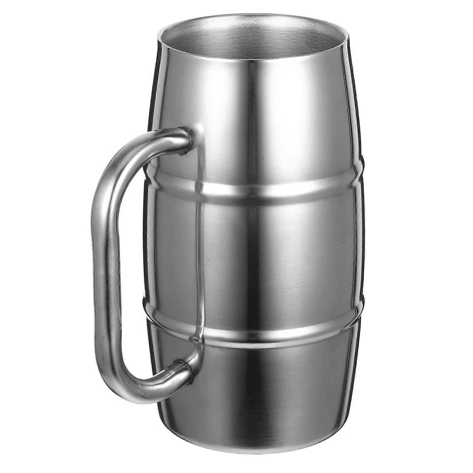 Stainless Steel Beer Mug with Smooth Surface for Home Use Silver Color