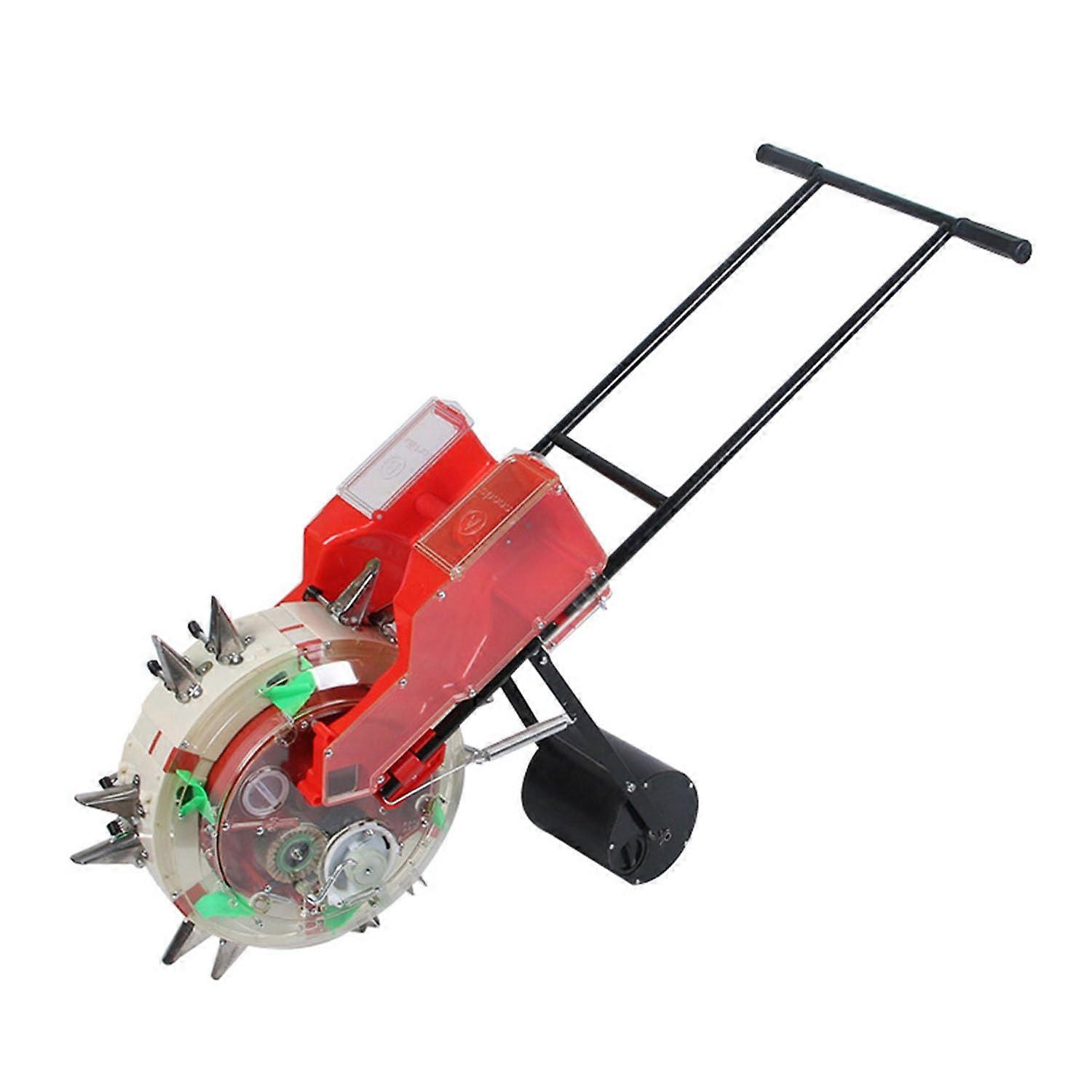 Garden Push Seeder Planter, Doublerow Seed Planter, Seed and Fertilizer Applicator, Handguided Row Planter, PeanutCornBean Planter, 6 Mouths