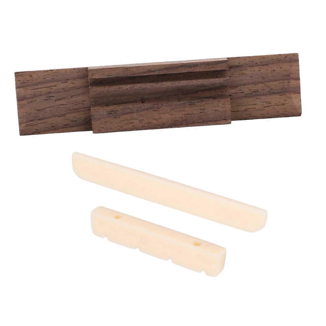 Ukulele Replacement Parts Wooden Bridge Nut Set, Easy Install, Compatible with Soprano Concert Tenor Ukuleles