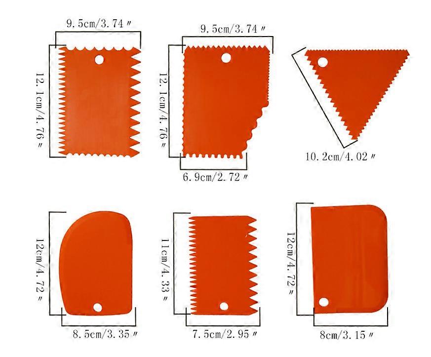 6pcs Cake Scraper: Icing Spatula Cake Decorating Comb Frosting Smoother Dough Scraper Reusable Decorating Tools for Cream Pastry and Pizza