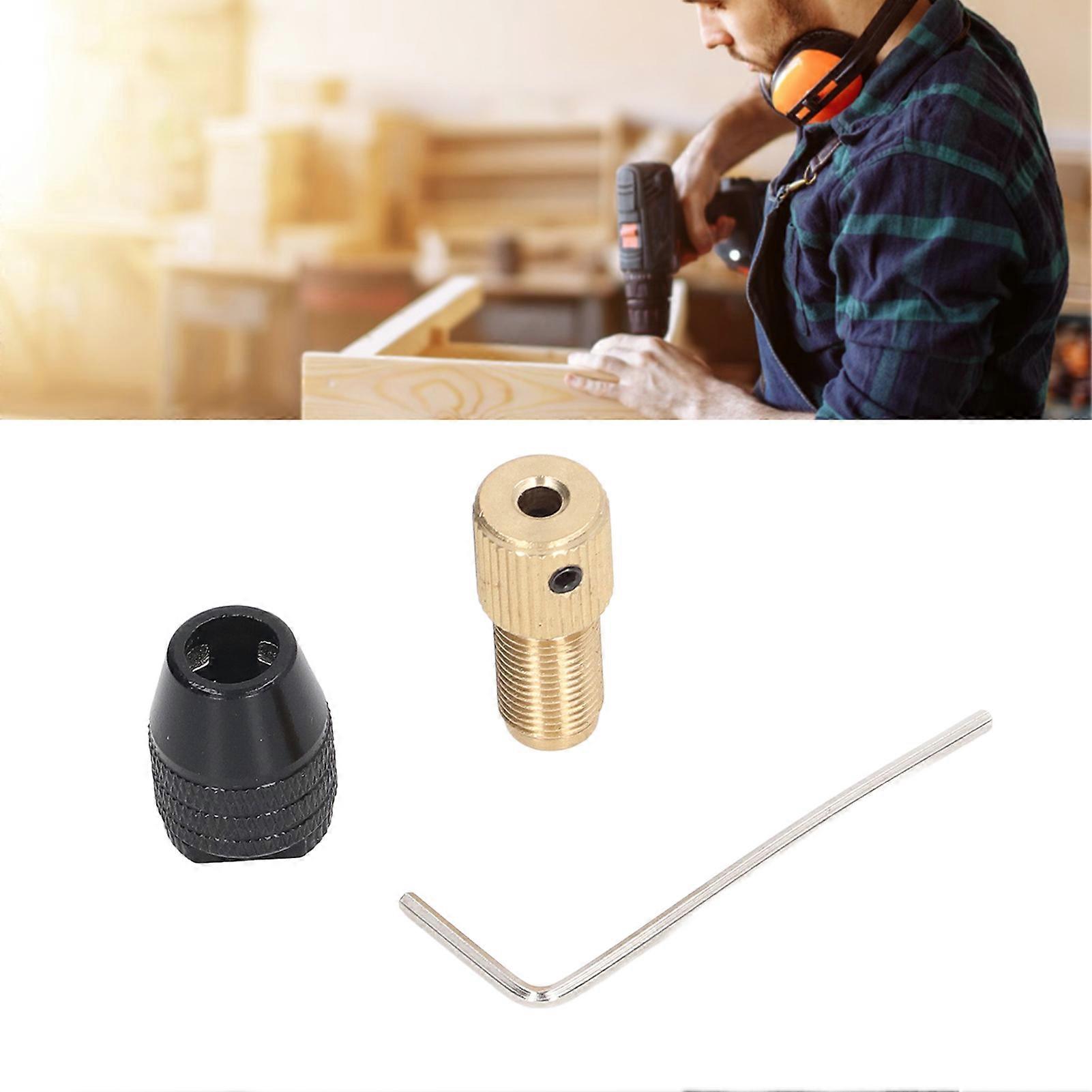 3 Jaw Drill Chuck Rotary Tool Self Tightening Collet Straight Lines Extension Rod Hex Wrench Set 3.17mm Hole 