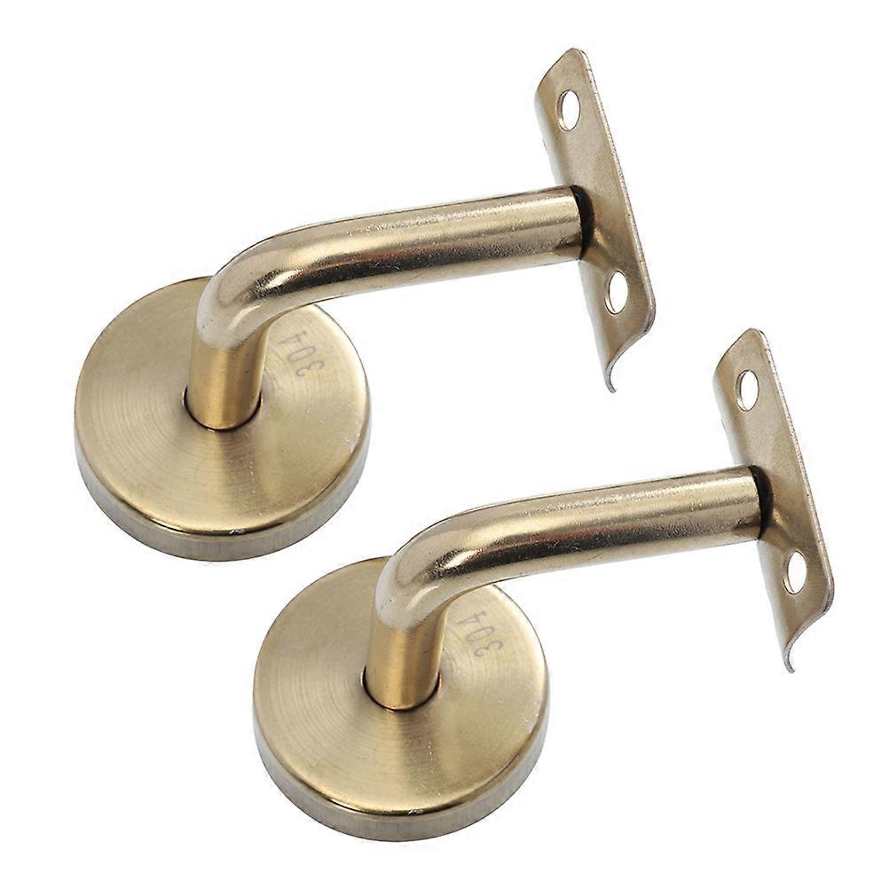 2Pcs Wall-Mounted Stainless Steel Brackets For Handrails Ideal For Stairs And In Stylish Golden Color